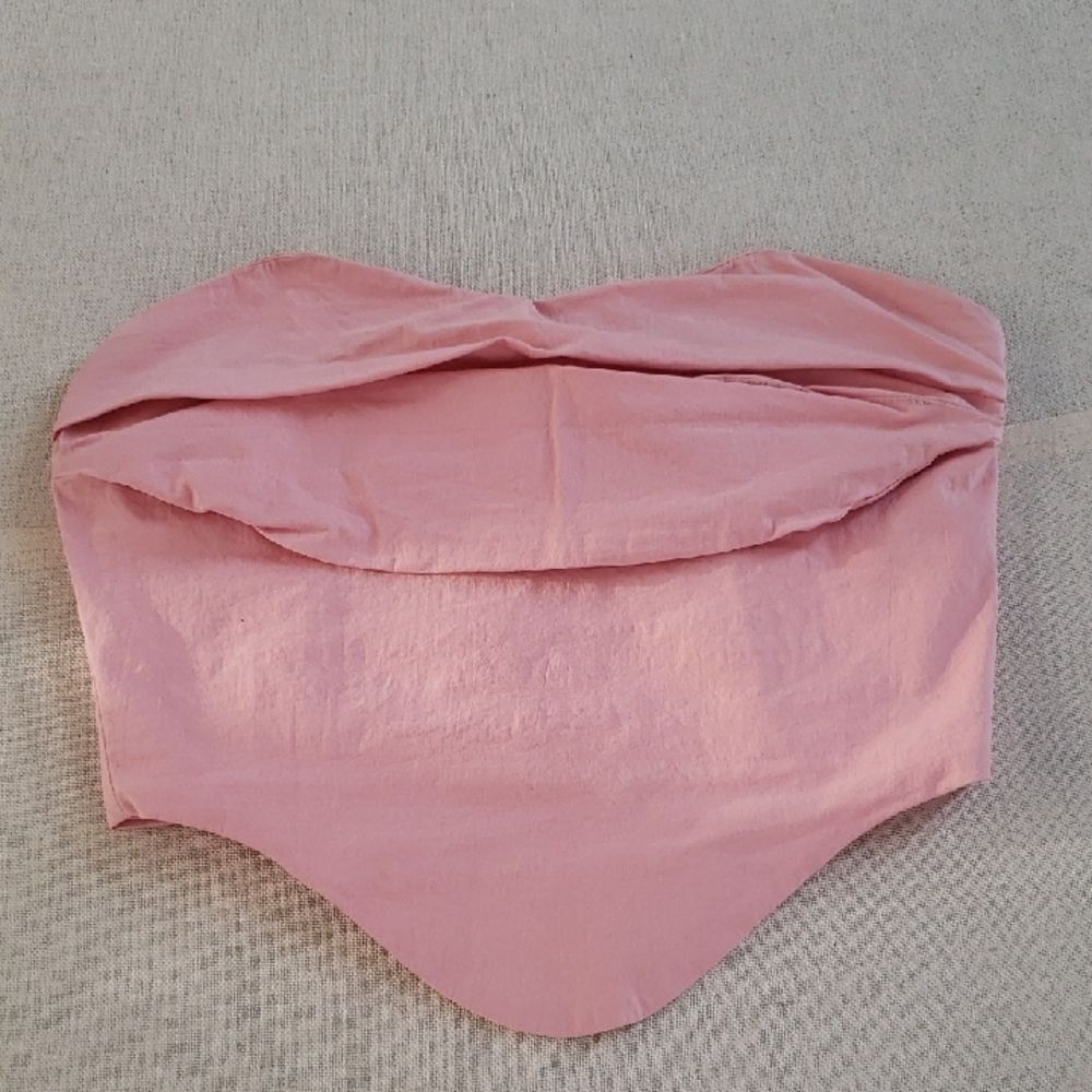 Tic Toc Los Angeles Top Womens Med Pink Strapless Soft V Corset